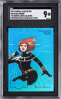 2015 Marvel Metal Blaster Precious Metal Gems Blue #4 Black Widow (#39/50) - SGC MINT 9
